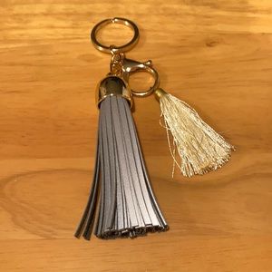 Reflective tassel keychain with cream tassel charm